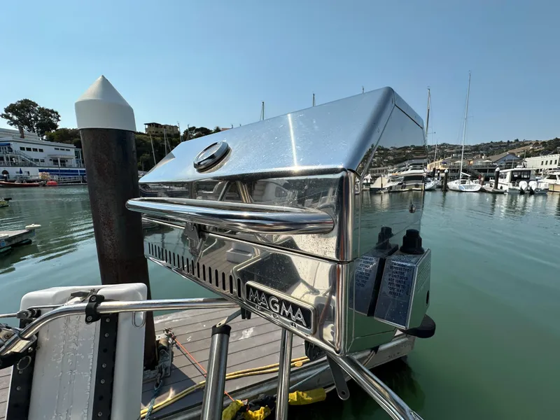 Slide: The Image of Stainless steel grill on Jeanneau Sun Odyssey 45.2 yacht, docked at marina. - 40