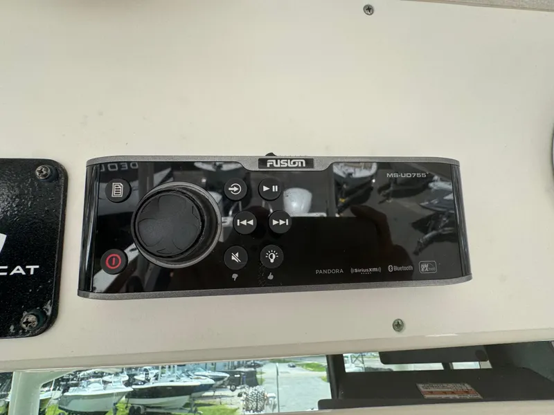 Slide: The Image of Fusion MS-UD755 marine stereo on 2019 World Cat 3200 boat dashboard. - 15