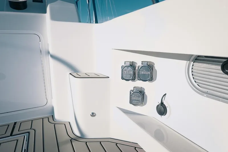 Slide: The Image of Interior view of a 2027 Lindell 42' yacht showcasing sleek design and modern fittings. - 15