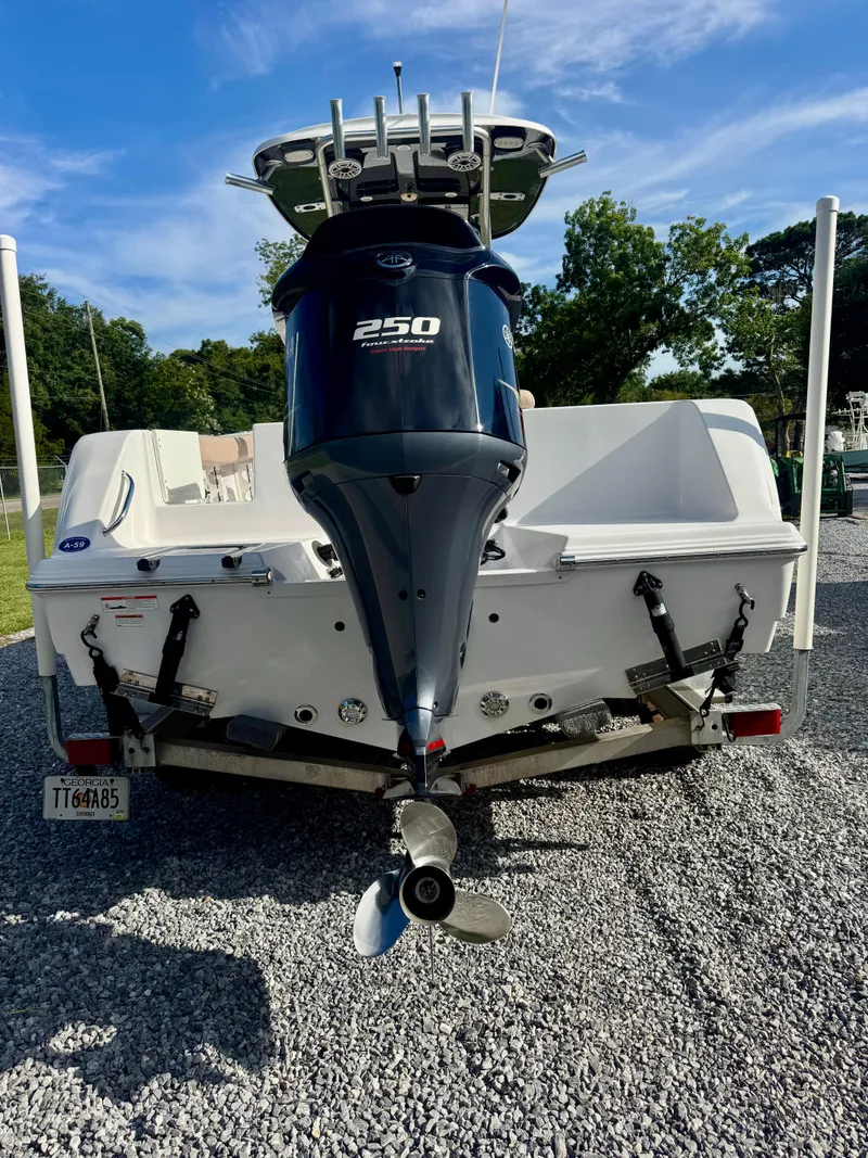 Slide: The Image of 2020 Sportsman Open 232 Center Console boat with powerful 250 horsepower engine. - 5