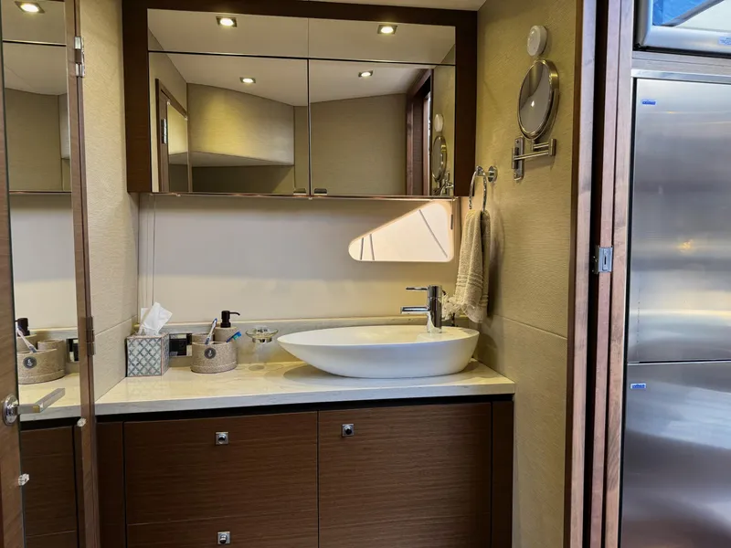 Slide: The Image of Luxurious bathroom interior of 2014 Sea Ray 510 Sundancer yacht with modern fixtures. - 30
