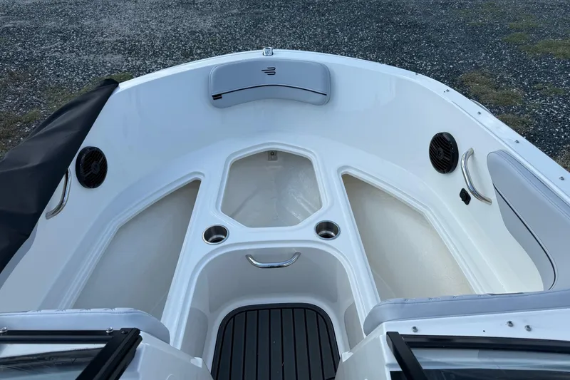 Slide: The Image of 2025 Bayliner VR4 Bowrider OB interior, featuring spacious seating and modern design elements. - 17