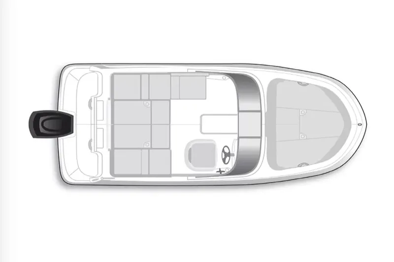 Slide: The Image of 2025 Bayliner VR4 Bowrider OB interior with gray cushioned seating and cup holder. - 8