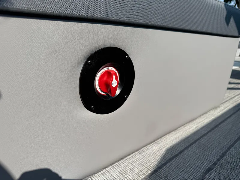 Slide: The Image of 2026 Bentley Pontoons Elite 223 Swingback Dual Capt. battery switch detail. - 19