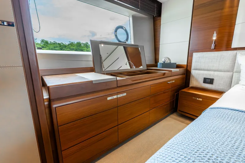 Slide: The Image of Luxurious interior of 2018 Princess F-68 yacht with plush seating and elegant design. - 37