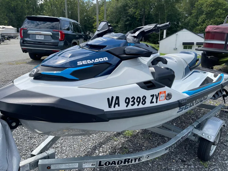 Slide: The Image of 2022 Sea-Doo Fishpro Sport 170 on trailer, parked outdoors. - 3