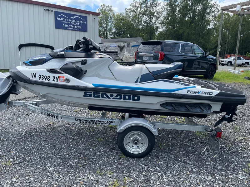 Slide: The Image of 2022 Sea-Doo Fishpro Sport 170 on trailer, parked outdoors. - 4