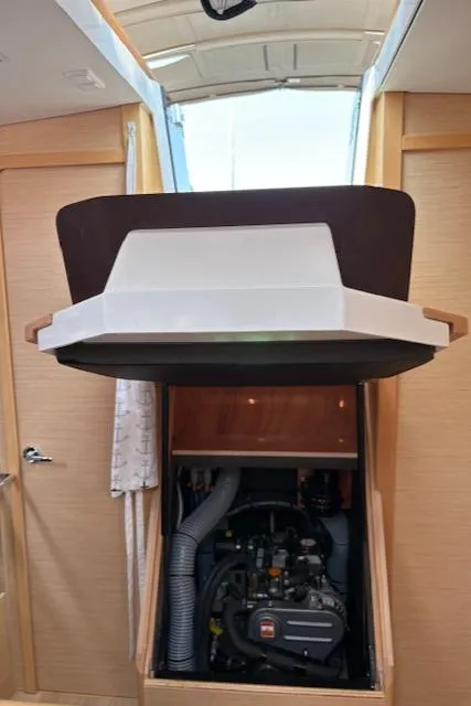 Slide: The Image of Engine compartment of 2018 Jeanneau Sun Odyssey 389 sailboat, showcasing interior design. - 28