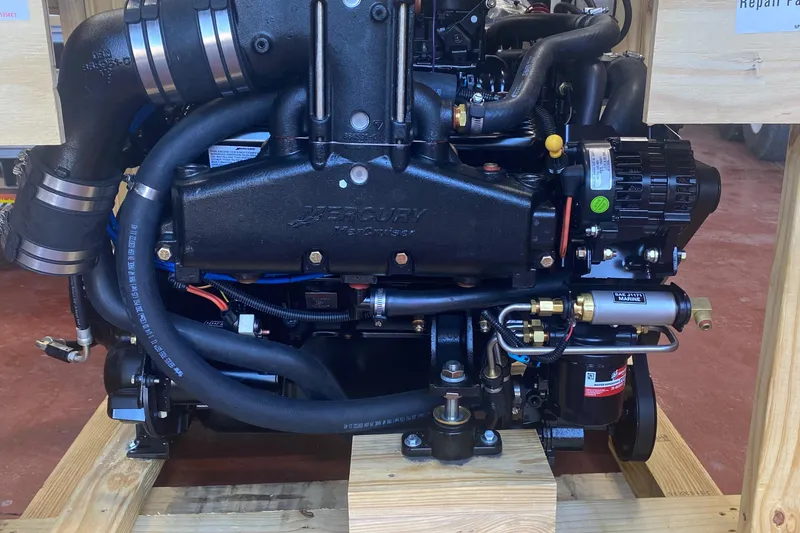 Slide: The Image of Mercury marine engine on wooden stand, Formula 31PC, 2012 model. - 23