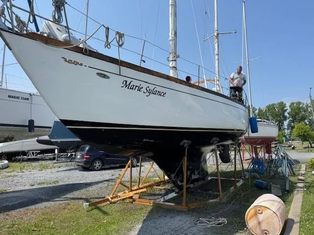 The Image of 1978 Cheoy Lee Off Shore 41 sailboat on dry dock, named "Marie Sylance." - 0