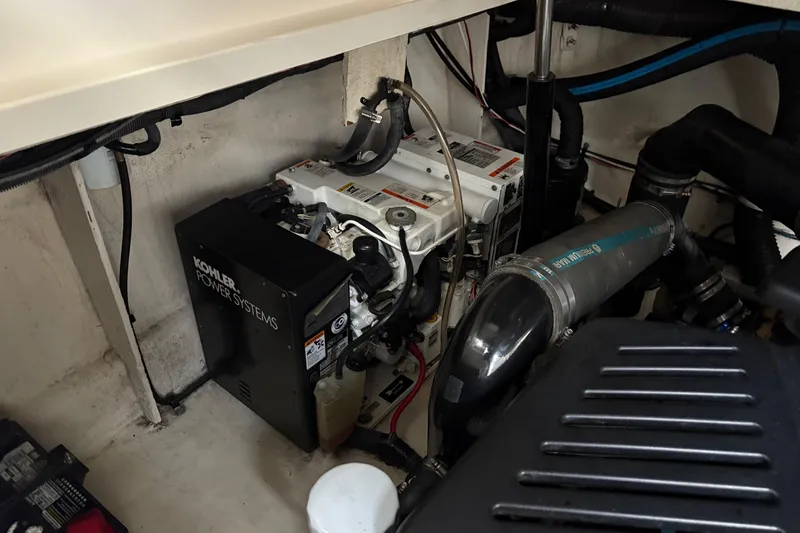 Slide: The Image of Engine room of 2007 Sea Ray 340 Sundancer with Kohler power system. - 24