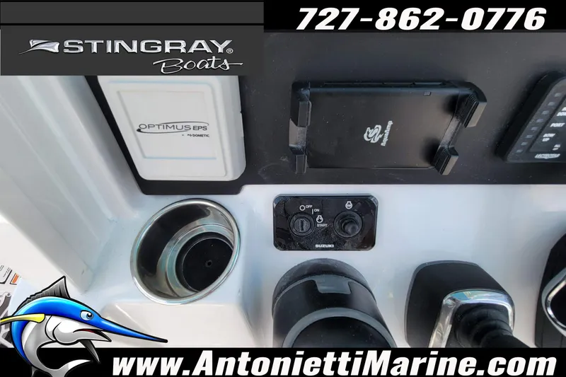 Slide: The Image of Control panel of 2026 Stingray 253 CC boat with Optimus EPS system. - 29