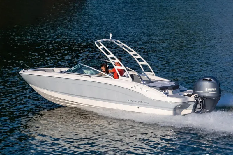 Slide: The Image of Manufacturer Provided Image: 2023 Chaparral 21 SSi OB boat cruising on water. - 33