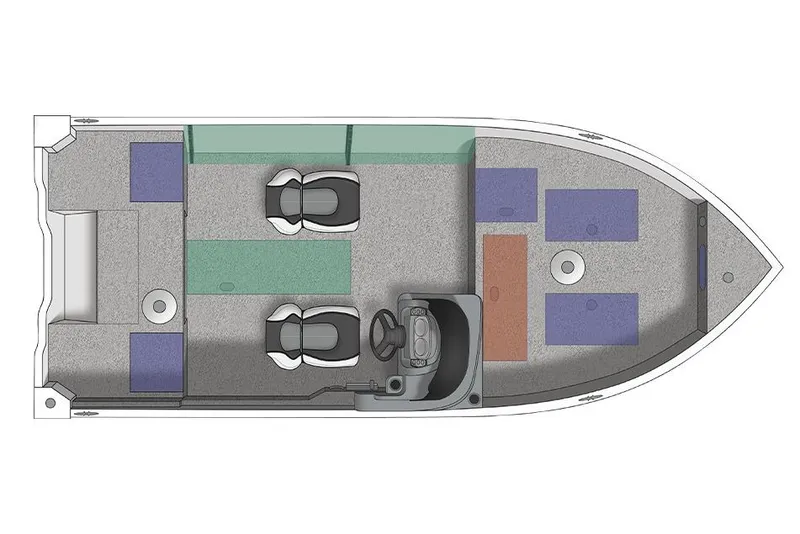 Slide: The Image of Manufacturer Provided Image: 2017 Crestliner 1600 Vision boat layout, top view, seating and storage areas. - 7