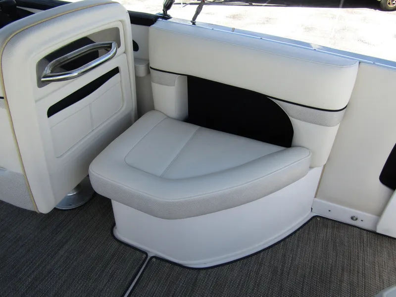 Slide: The Image of 2017 Cobalt Marker One Ml4 boat interior seating with white upholstery and sleek design. - 29