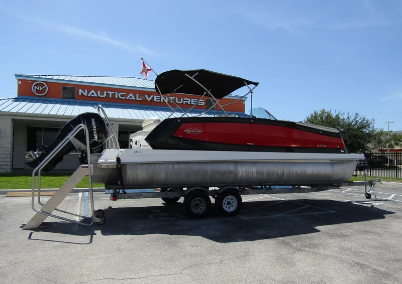 Slide: The Image of 2017 Cobalt Marker One Ml4 pontoon boat on trailer at Nautical Ventures. - 8