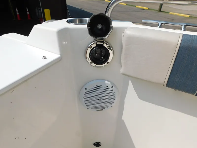 Slide: The Image of 2017 Cutwater C-24 boat interior with speaker and cup holder. - 30