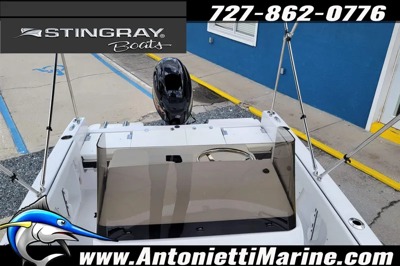 Slide: The Image of 2026 Stingray 173CC boat displayed at Antonietti Marine dealership. - 47