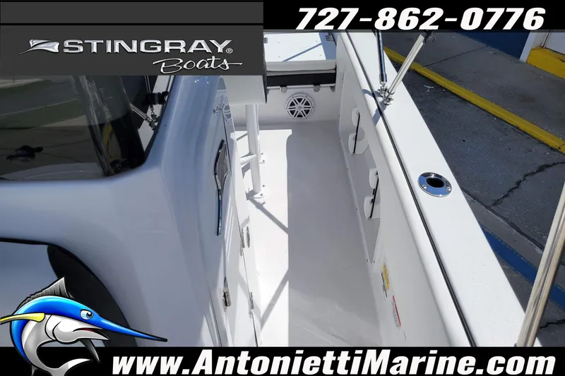 Slide: The Image of 2026 Stingray 173CC boat interior with sleek design, showcased by Antonietti Marine. - 7