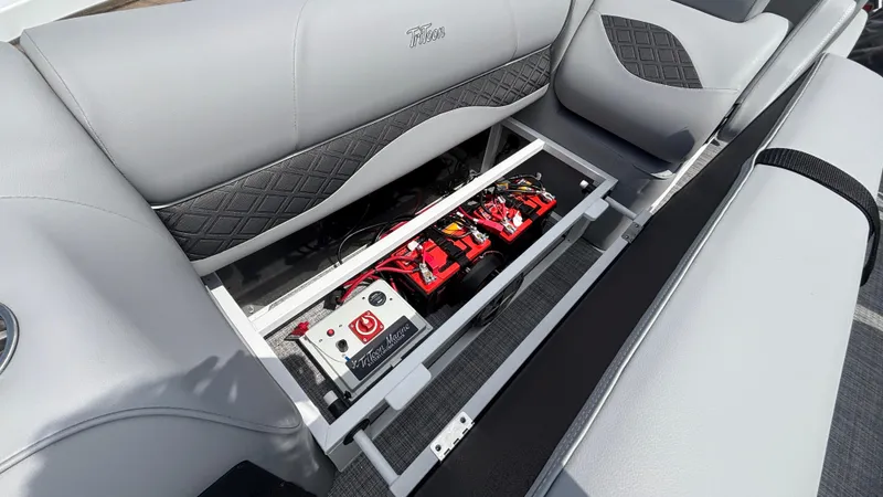 Slide: The Image of 2025 JC Neptoon 25TT Sport boat seat storage with battery compartment. - 16