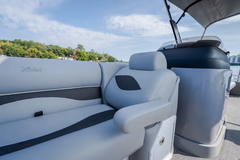 Slide: The Image of Luxurious seating on 2025 JC Neptoon 25TT Sport pontoon boat, featuring sleek design and comfort. - 50