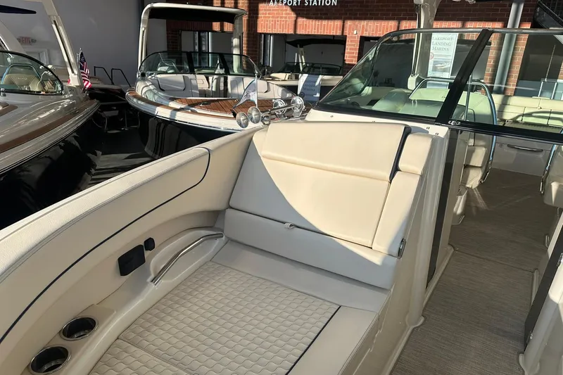 Slide: The Image of 2026 Chris-Craft Launch 31 GT boat interior with luxurious seating and modern design. - 22