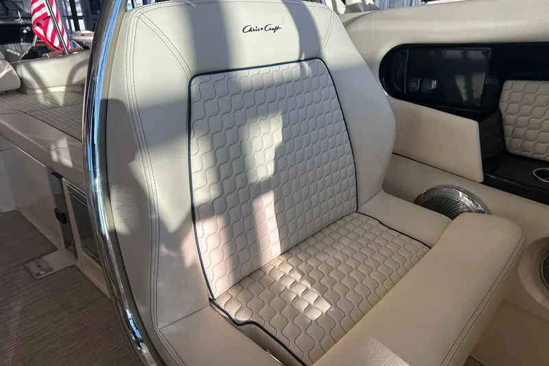 Slide: The Image of Luxurious interior seating of 2026 Chris-Craft Launch 31 GT boat with elegant design. - 24