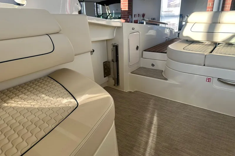 Slide: The Image of 2026 Chris-Craft Launch 31 GT interior with luxurious seating and elegant design. - 26