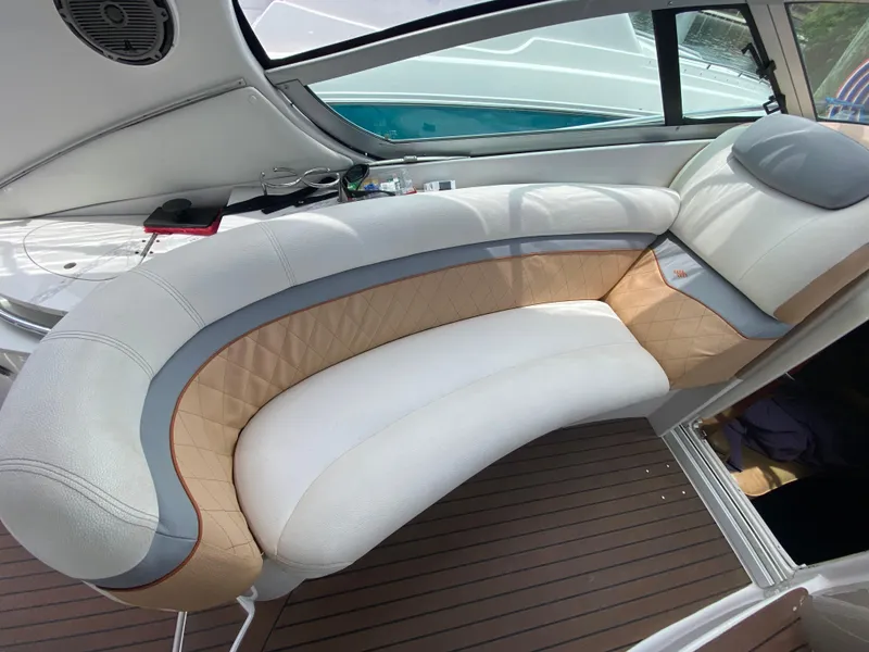 Slide: The Image of Luxurious seating on 2006 Four Winns 348 Vista boat, featuring elegant upholstery and modern design. - 19
