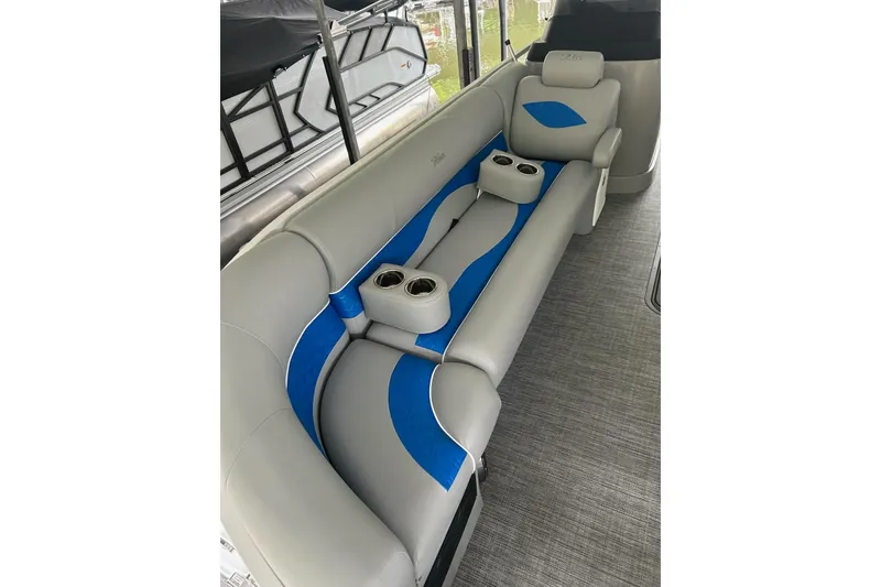 Slide: The Image of Luxurious seating on 2025 JC NEPTOON 27TT SPORT pontoon boat with cup holders. - 5