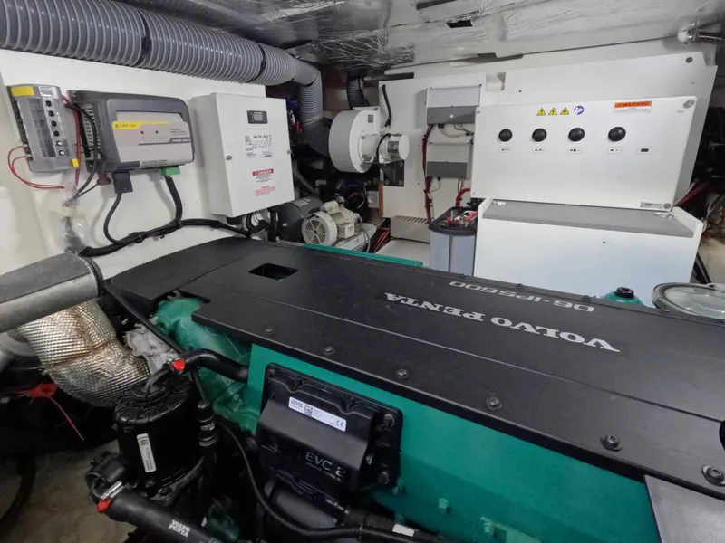 Slide: The Image of Engine room of 2020 Prestige 460 yacht with Volvo Penta engine. - 43