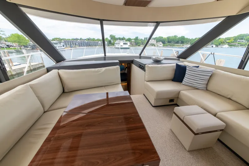 Slide: The Image of Luxurious interior of 2024 Maritimo M55 yacht with elegant seating and scenic views. - 29