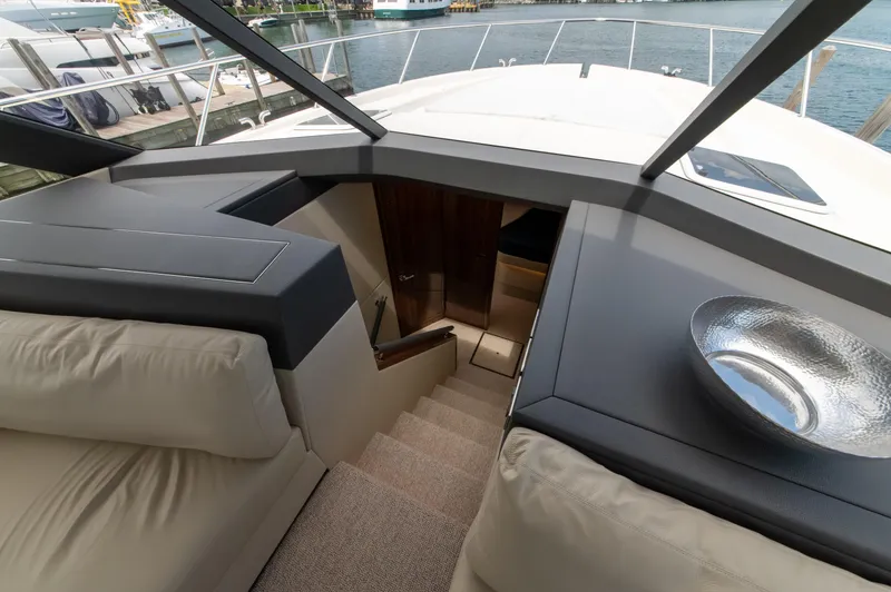 Slide: The Image of Luxurious interior of 2024 Maritimo M55 yacht with elegant seating and modern design. - 56