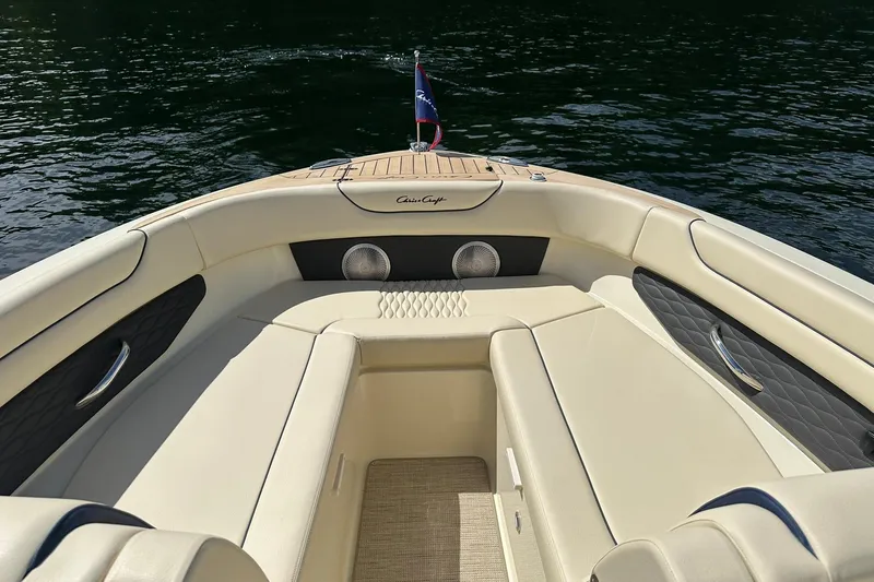 Slide: The Image of 2026 Chris-Craft Sportster 28 boat interior with luxurious seating and elegant design. - 19