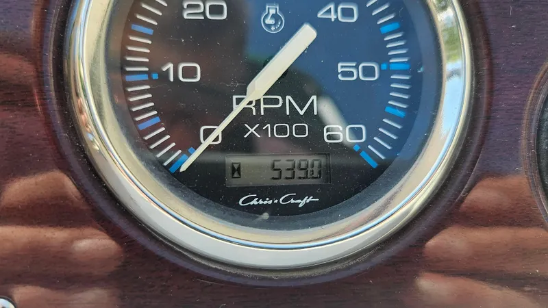 Slide: The Image of Close-up of a Chris-Craft 262 Sport Deck tachometer showing 5390 RPM. - 20