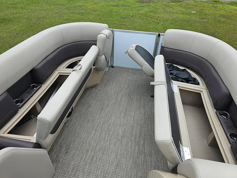 Slide: The Image of Interior of 2026 Bentley Pontoons Legacy 243 Cruise with spacious seating and storage. - 21