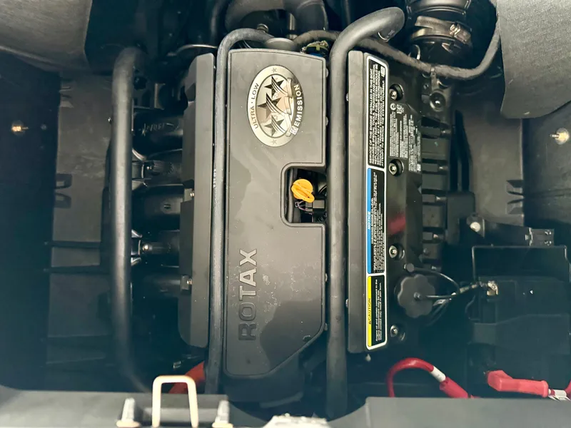 Slide: The Image of 2025 Sea-Doo Switch Sport Compact engine, featuring Rotax technology, showcasing detailed components. - 10