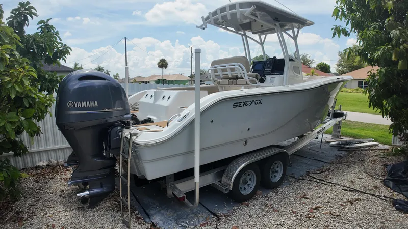 Slide: The Image of 2017 Sea Fox 266 Commander boat on trailer with Yamaha outboard motor. - 31