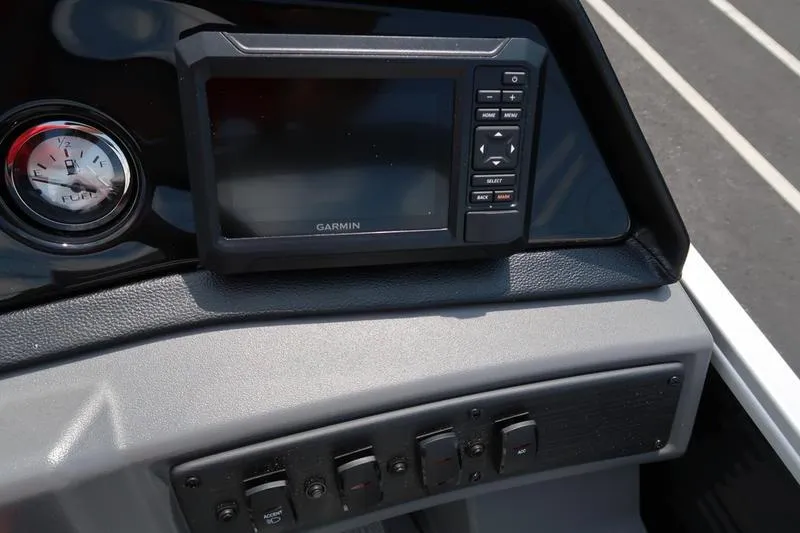 Slide: The Image of Dashboard of 2026 Bennington S Quad Bench 22 SSR with Garmin display and fuel gauge. - 20