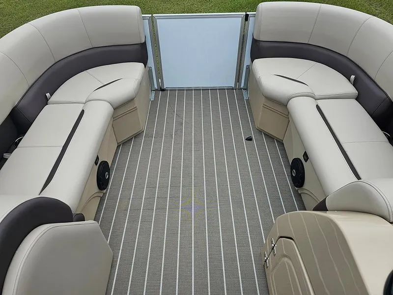 Slide: The Image of Steering console of 2026 Bentley Pontoons 223 Legacy Swingback, featuring gauges and controls. - 22