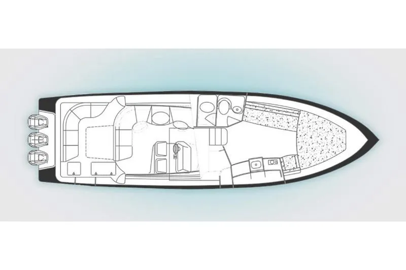 Slide: The Image of Manufacturer Provided Image: Top view layout of 2018 Intrepid 430 Sport Yacht with triple outboard engines. - 48