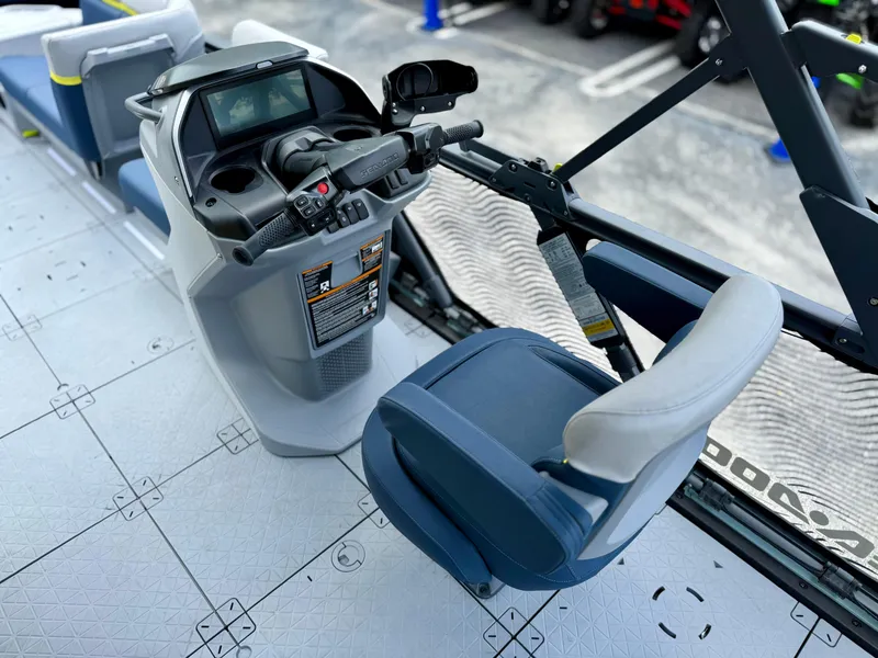 Slide: The Image of 2025 Sea-Doo Switch Cruise Limited 21 dashboard and seating area, featuring modern controls and design. - 10
