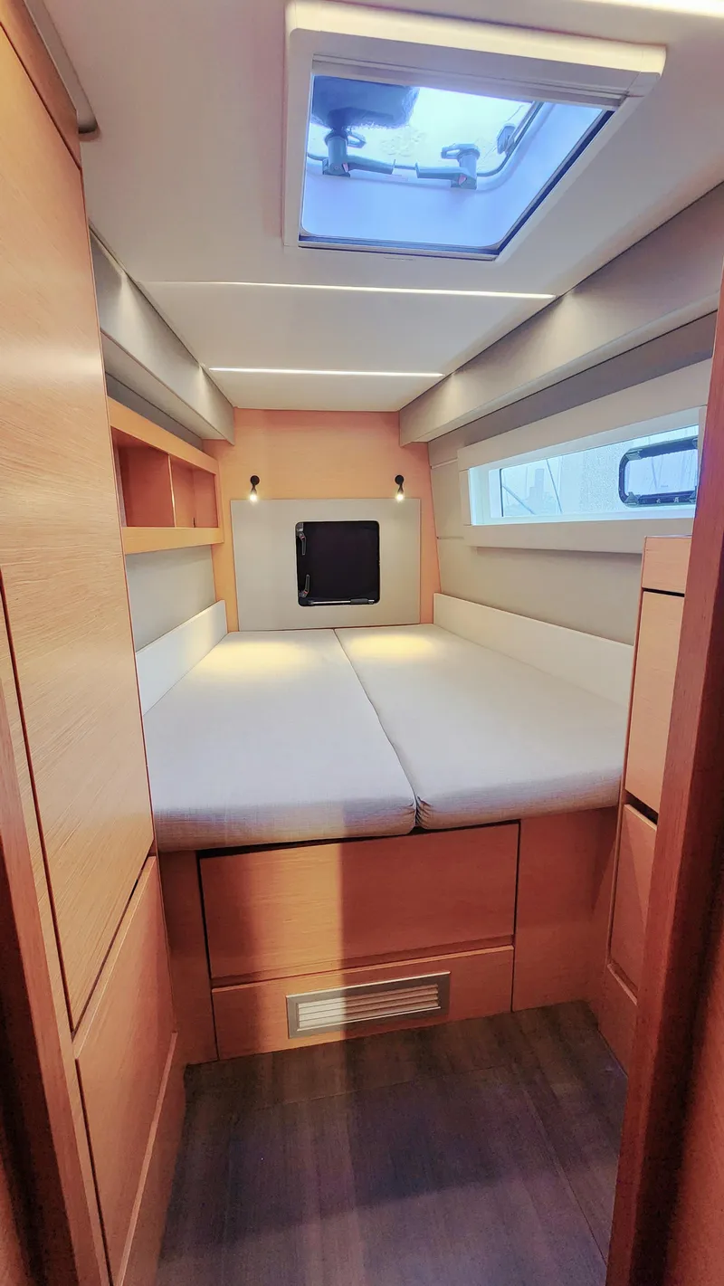 Slide: The Image of Interior cabin of 2017 Nautitech 46 Fly catamaran with skylight and modern design. - 16