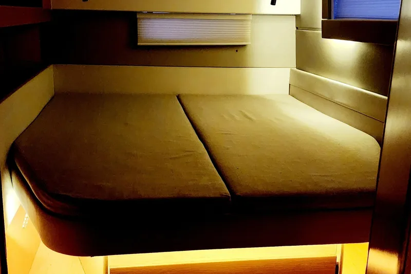 Slide: The Image of Cozy cabin interior of 2017 Nautitech 46 Fly catamaran with ambient lighting. - 19