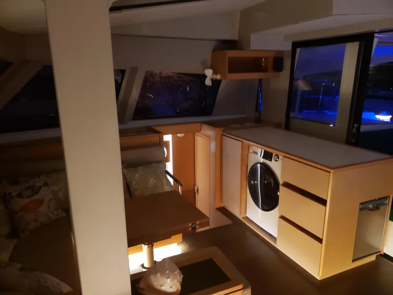 Slide: The Image of Interior of 2017 Nautitech 46 Fly yacht with modern kitchen and seating area. - 22
