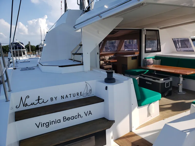 Slide: The Image of 2017 Nautitech 46 Fly catamaran, "Nauti by Nature," docked in Virginia Beach, VA. - 32