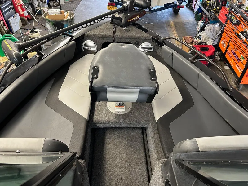 Slide: The Image of 2017 Lowe Fish & Ski FS1710 boat interior with seating and equipment. - 6