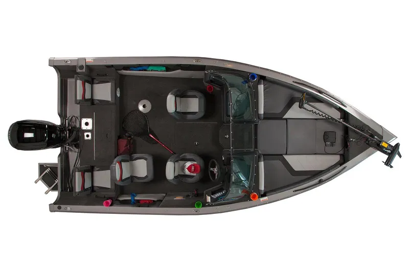 Slide: The Image of Manufacturer Provided Image: 2017 Lowe Fish & Ski FS1710 boat, top view, showing seating and fishing equipment. - 7