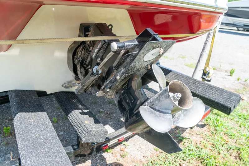 Slide: The Image of 2014 Sea Ray 205 Sport boat propeller and stern drive detail. - 25