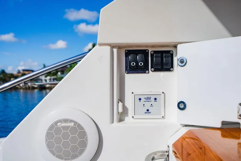 Slide: The Image of Beneteau Gran Turismo 49 yacht control panel, 2016 model, with speaker and switches. - 31
